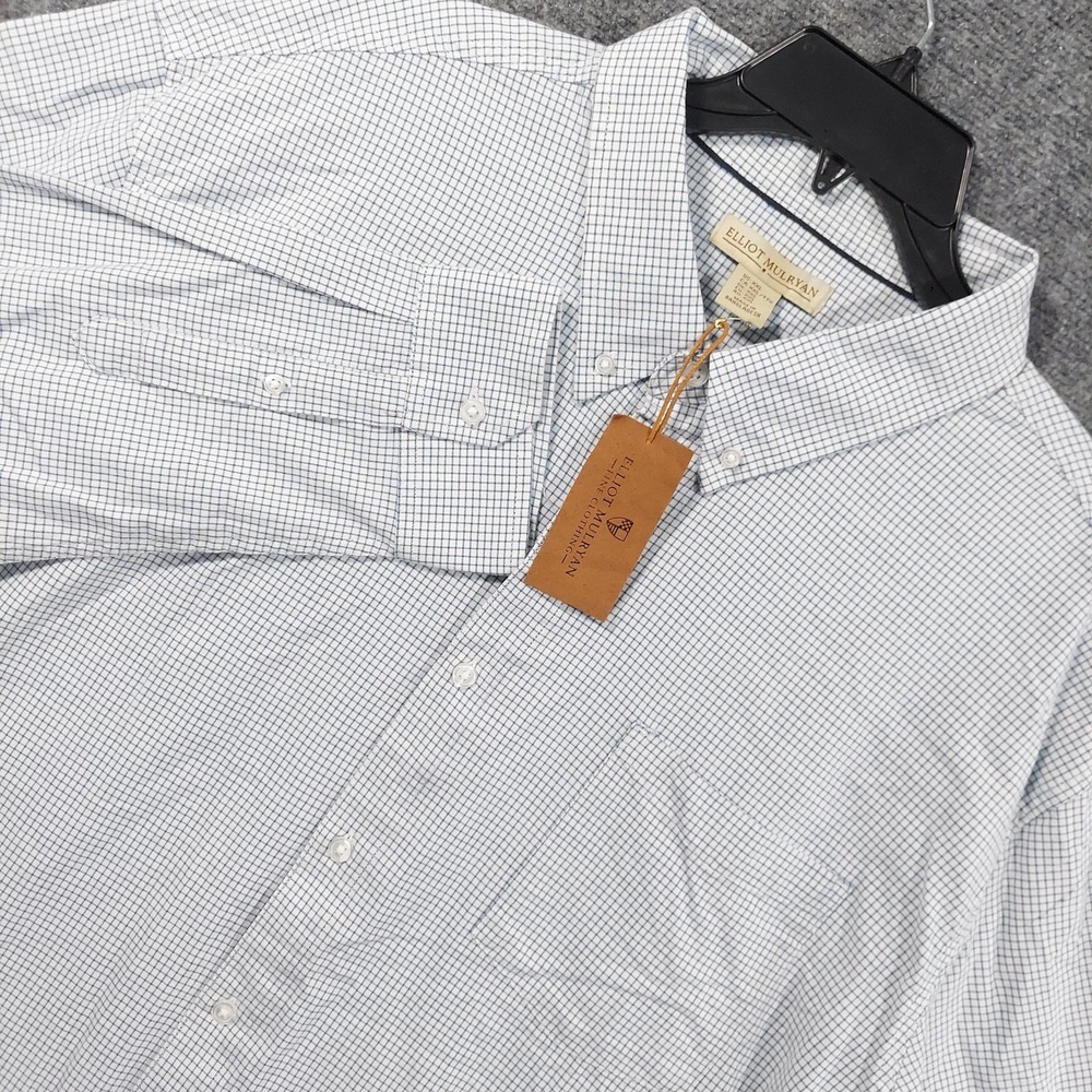 Elliot Mulryan Shirt Mens 2XL Blue Check Long Sleeve Button Down‎ Stretch Woven